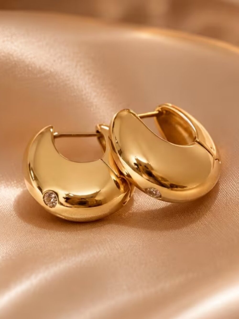 18K Gold Womens Small 2ct Diamond Hoop Earrings Ladies New 18 K Silver Jewelry